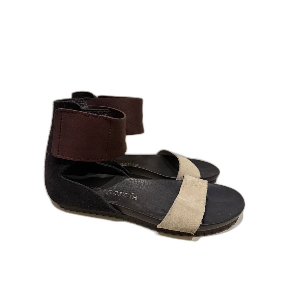 Pedo Garcia Jalila Flat Ankle Strap Colorblock Sandals - Size 37 (7 US)